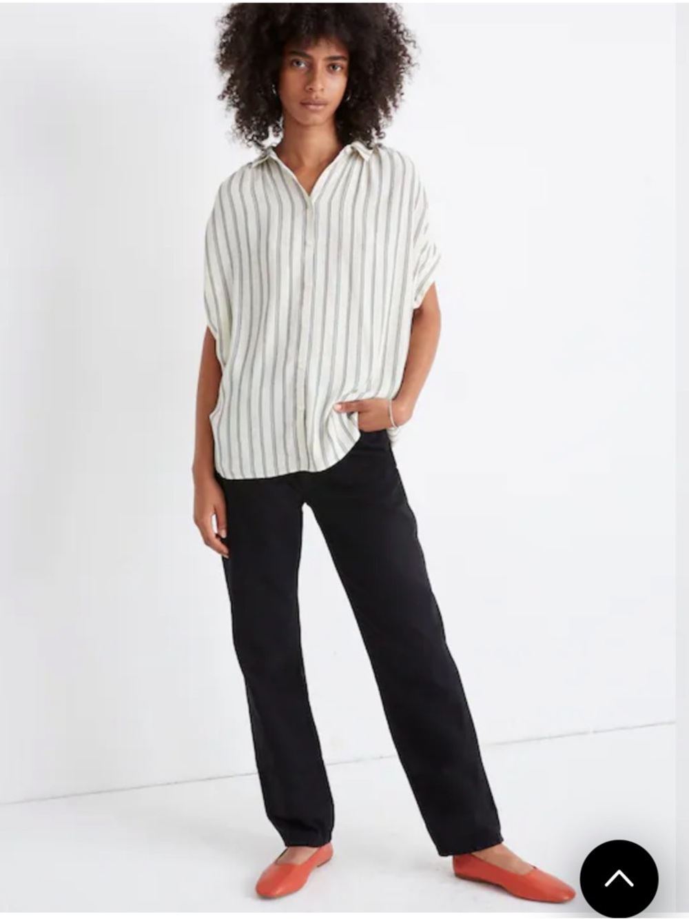 Madewell Central Drapey Shirt, blue and white, XS